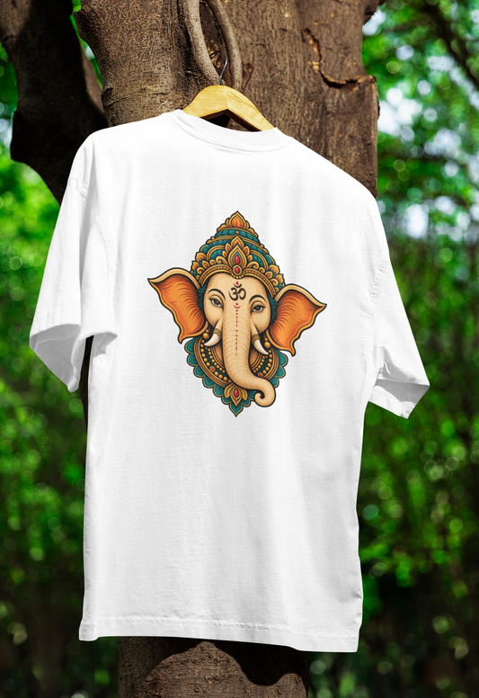 Ganesha Printed Black And White T-Shirt